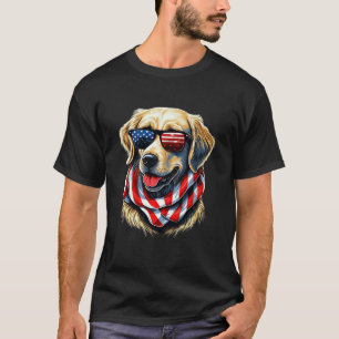 Golden Retriever USA Patriotic Pup in Sunglasses T-Shirt
