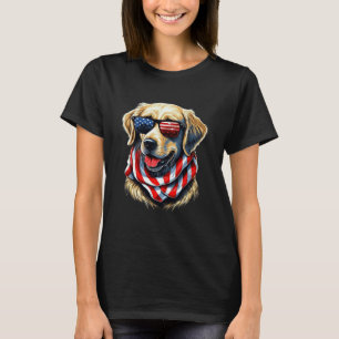 Golden Retriever USA Patriotic Pup in Sunglasses T-Shirt