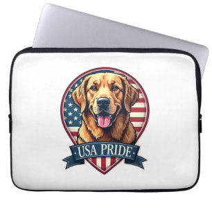 Golden Retriever USA Pride Vintage Dog Tee 4 Laptop Sleeve