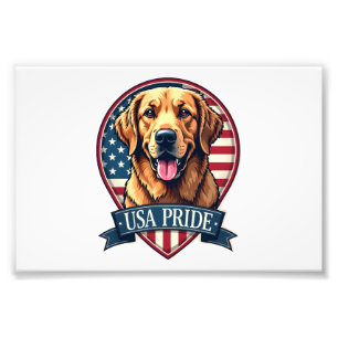 Golden Retriever USA Pride Vintage Dog Tee 4 Photo Print