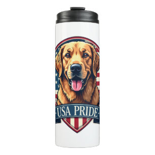 Golden Retriever USA Pride Vintage Dog Tee 4 Thermal Tumbler