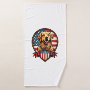 Golden Retriever USA Pride Vintage Dog Tee Bath Towel