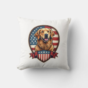 Golden Retriever USA Pride Vintage Dog Tee Cushion