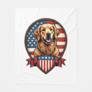 Golden Retriever USA Pride Vintage Dog Tee Fleece Blanket
