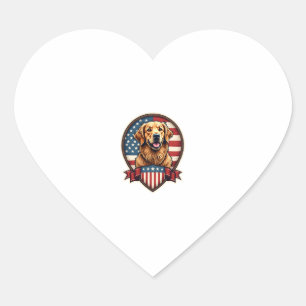 Golden Retriever USA Pride Vintage Dog Tee Heart Sticker
