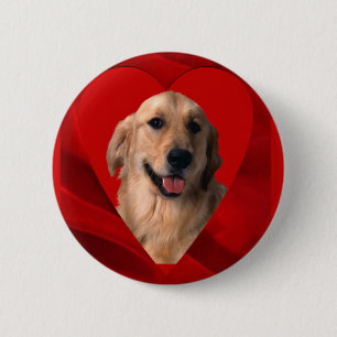 Golden Retriever Valentine 6 Cm Round Badge