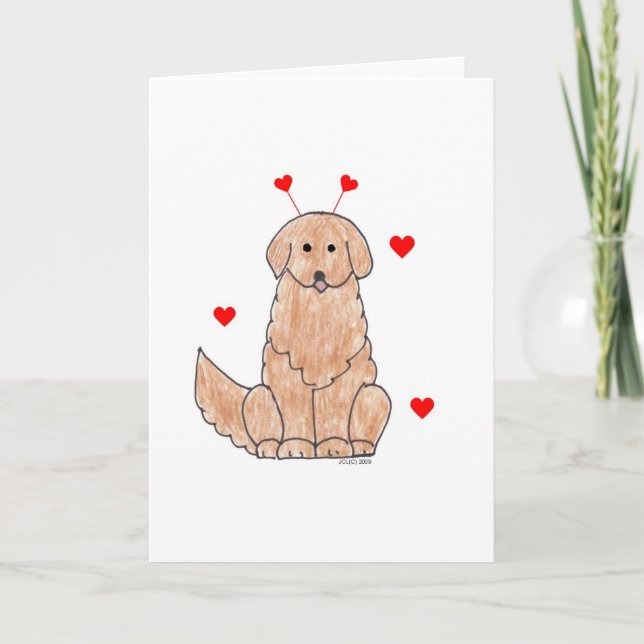 Golden Retriever Valentine Ears Card (Front)