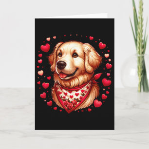 Golden Retriever Valentine Hearts Dog  Card
