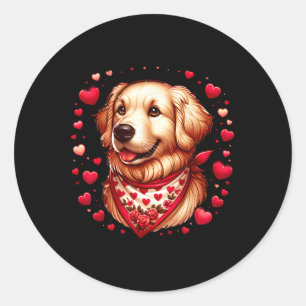 Golden Retriever Valentine Hearts Dog Classic Round Sticker