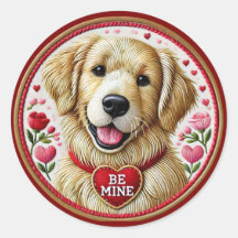 Golden Retriever Valentine Sticker Art