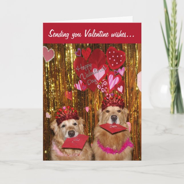 Golden Retriever Valentine Wishes Card (Front)