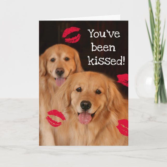Golden Retriever Valentine's Day Kisses Holiday Card (Front)
