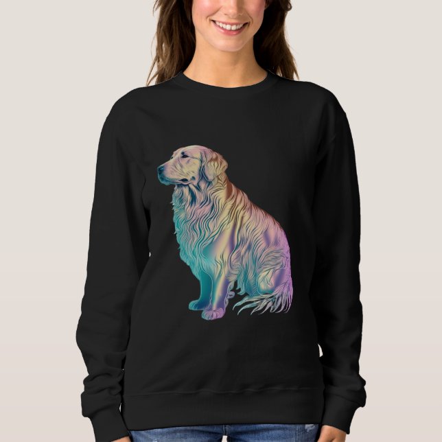 Golden Retriever Vaporwave Retrowave Aesthetic  2 Sweatshirt (Front)