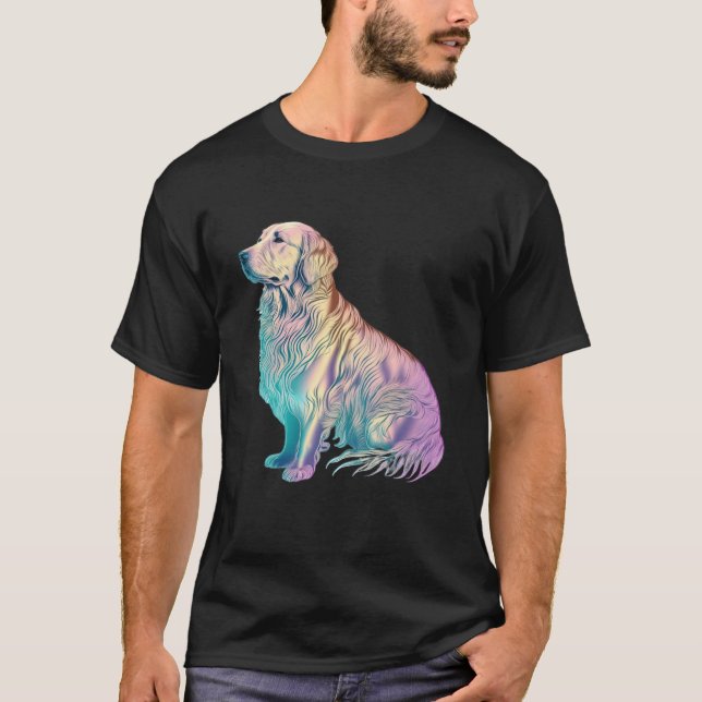Golden Retriever Vaporwave Retrowave Aesthetic  2 T-Shirt (Front)