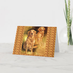 Golden Retriever  Vintage Christmas Card