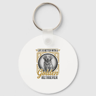 Golden Retriever Vintage Engraving Dog Lover Shirt Key Ring