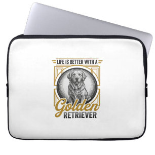 Golden Retriever Vintage Engraving Dog Lover Shirt Laptop Sleeve