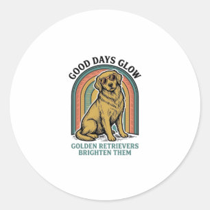 Golden Retriever Vintage Shirt Retro Engraving Dog Classic Round Sticker