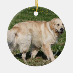 Golden Retriever Walking Ceramic Tree Decoration