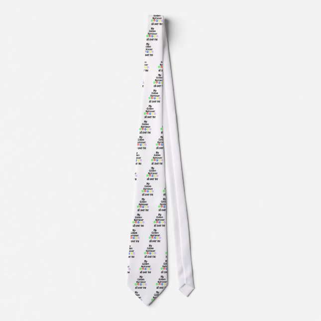 Golden Retriever Walks Design Tie (Front)