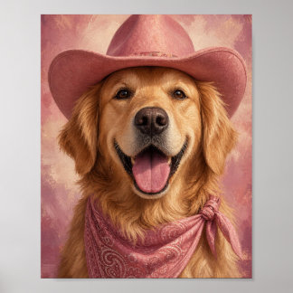 Golden Retriever Wall Art — Cowgirl Portrait