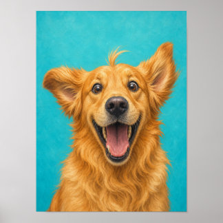 Golden Retriever Wall Art — Overexcited Funny Pain
