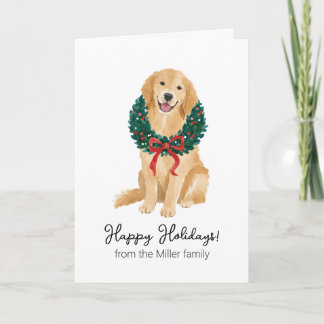 Golden Retriever Watercolor Christmas Card