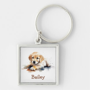 Golden Retriever Watercolor Keychain