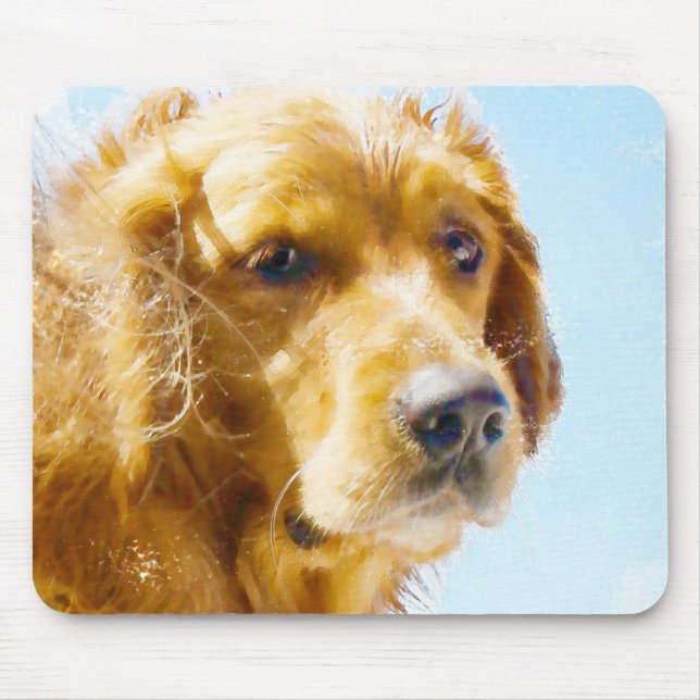Golden Retriever Watercolor Mouse Pad (Front)