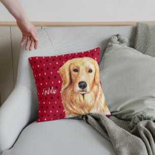 Golden Retriever Watercolor Personalised Cushion