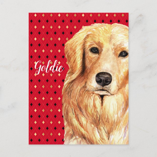 Golden Retriever Watercolor Personalised Postcard (Front)