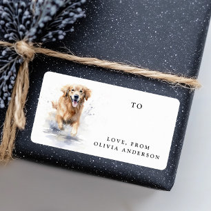 Golden retriever watercolor to from gift tag
