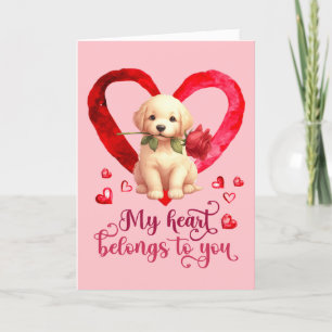Golden Retriever Watercolor Valentines Day card