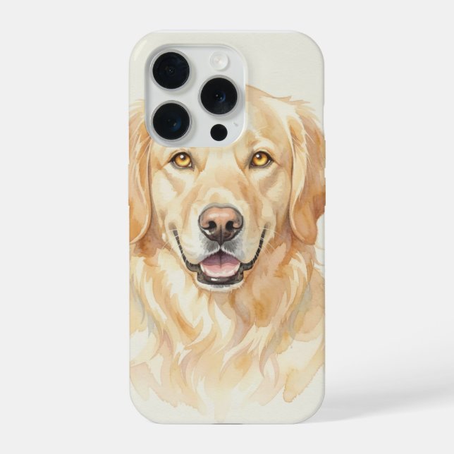 Golden Retriever Watercolour Portrait iPhone Case (Back)
