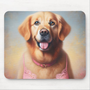 Golden Retriever Wearing a Pink Bra Mouse Pad