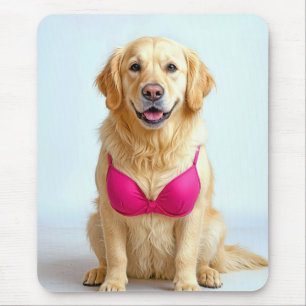 Golden Retriever Wearing a Pink Bra Mouse Pad