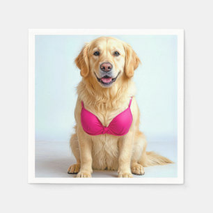 Golden Retriever Wearing a Pink Bra Napkin
