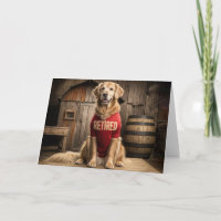 Golden Retriever Wearing a Red Retired Shirt