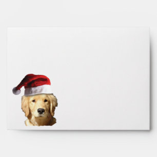 Golden Retriever wearing a Santa Claus Hat Envelope