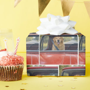 Golden Retriever Wearing a Seatbelt Wrapping Paper