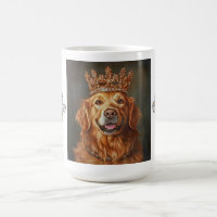 Golden Retriever Wearing Crown Mug