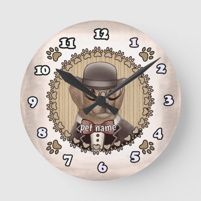 Golden Retriever wearing glasses Clock (Front)