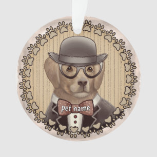 Golden Retriever wearing glasses Ornament