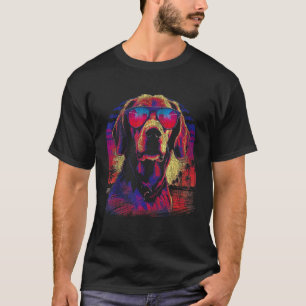 Golden Retriever Wearing Sunglasses Sunset 80s Sty T-Shirt