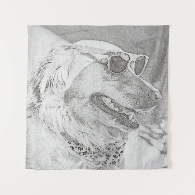 Golden Retriever Wearing Sunglasses  Tapestry (Front)