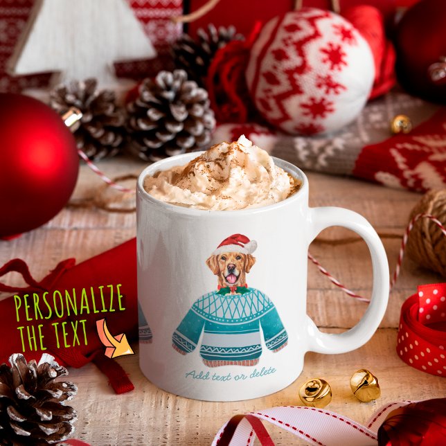 Golden Retriever Wearing Ugly Sweater Dog Lover Coffee Mug (Creator Uploaded)