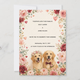 Golden Retriever Wedding Invitation Romantic