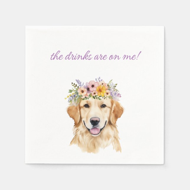 Golden Retriever Wedding Napkin (Front)
