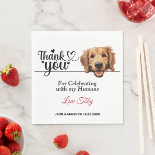 Golden Retriever Wedding Thank You Napkin