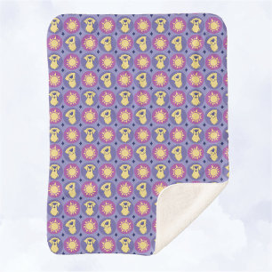 Golden Retriever Whimsical Sun Polka Dot Purple Sherpa Blanket